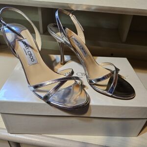 Jimmy Choo Silver Strappy Sandals - India
